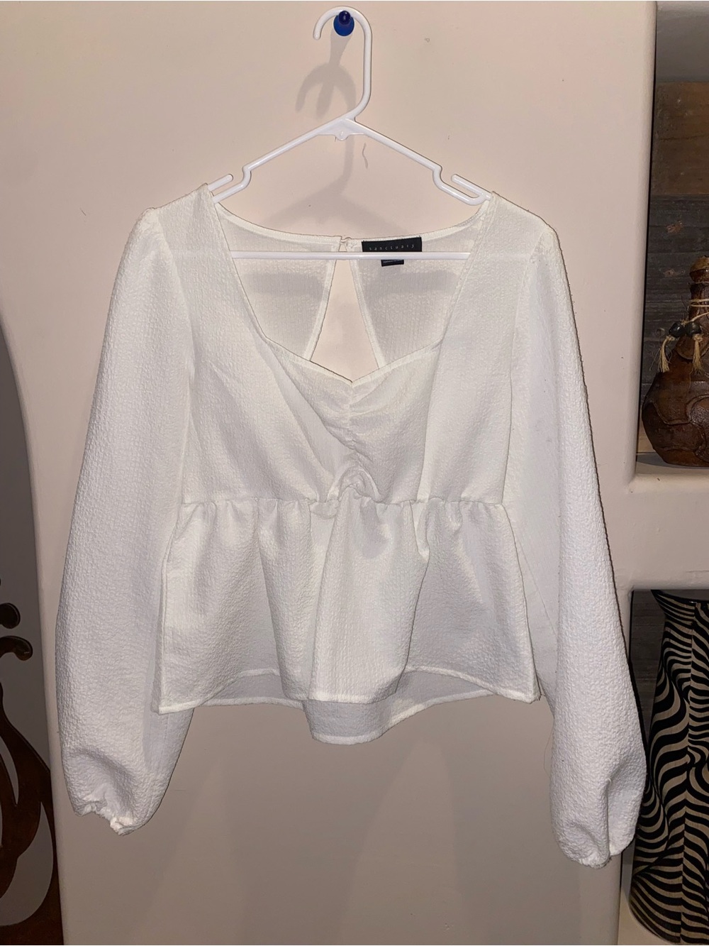 Textured White Tunic Top